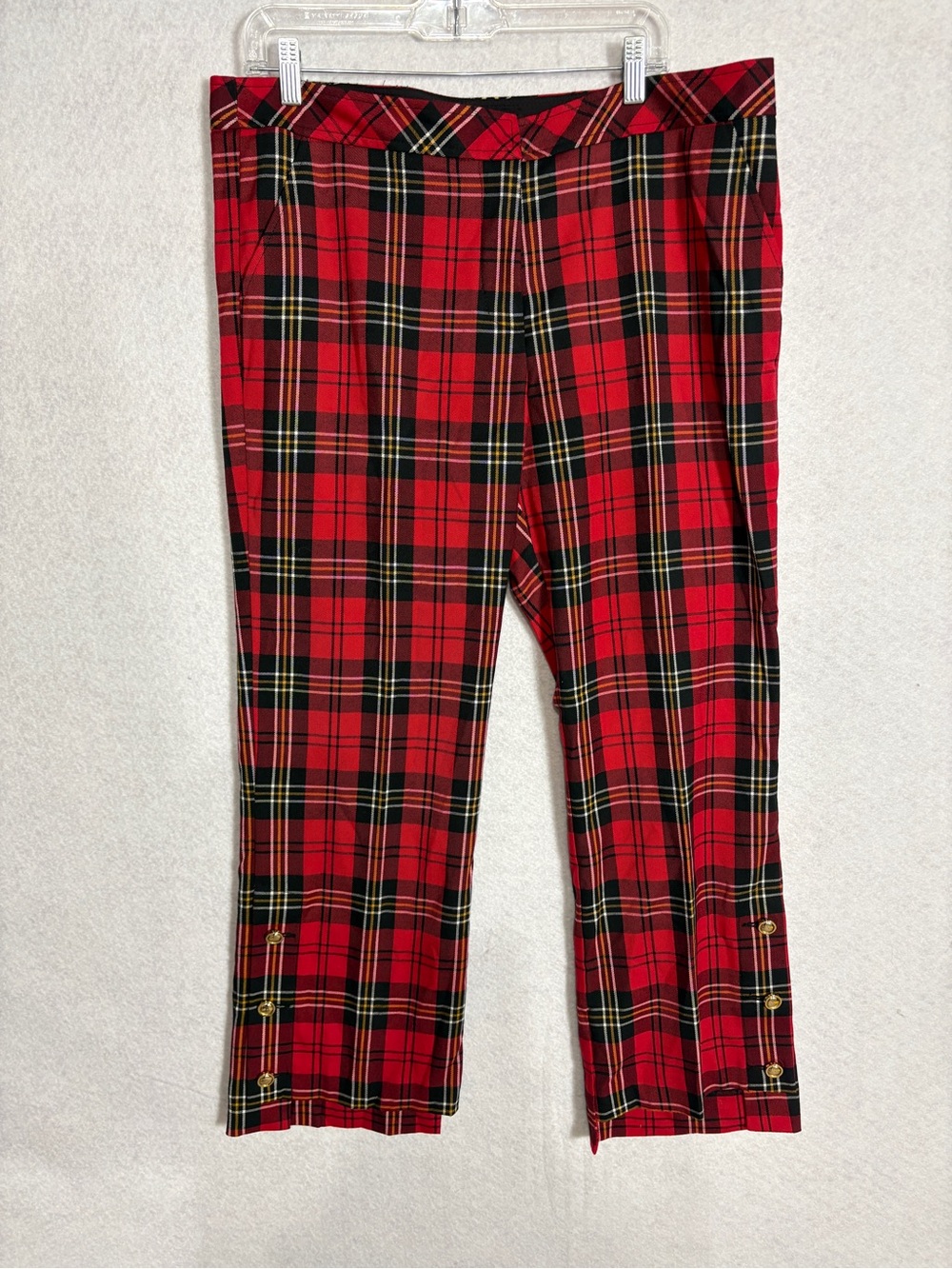 Women’s Trina Turk Women Red Plaid Stretch Knit Pants